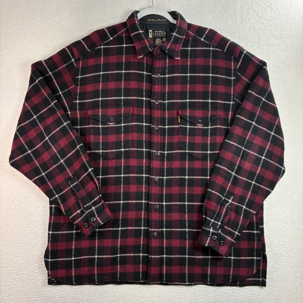 Vintage Eddie Bauer Shacket Men XLT Red Wool Legend North Cascade Shirt Jacket